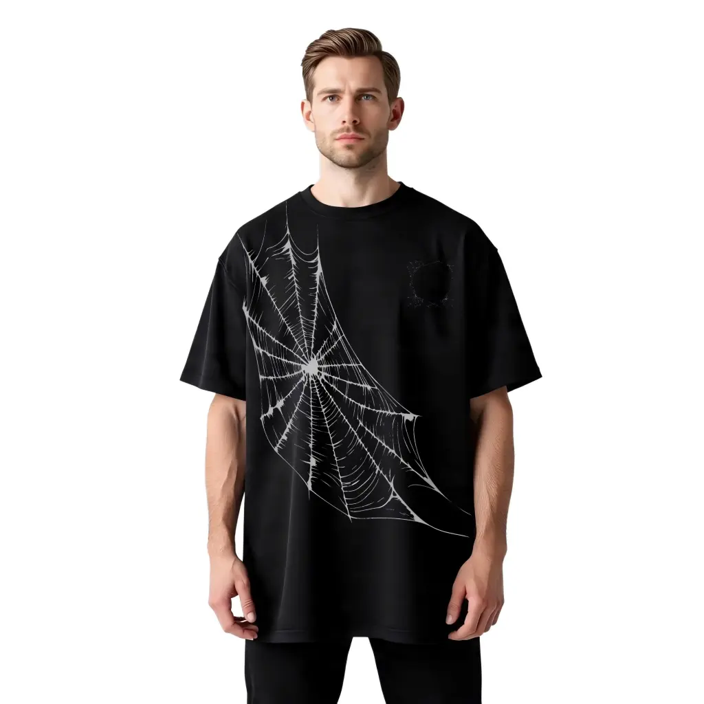 Pattern of viens black oversized t-shirt (XL)