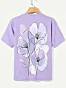 Flowers graphic light purple oversized t-shirt