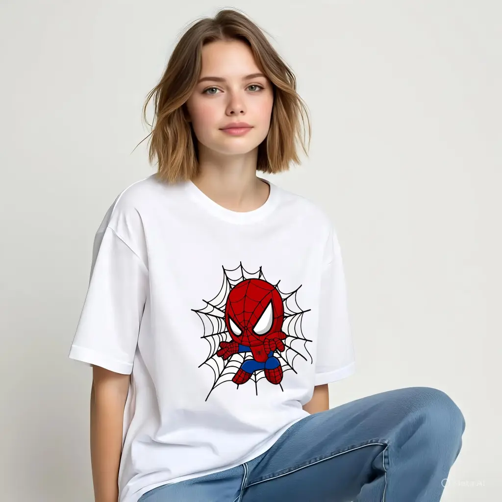 spider man white oversized t-shirt (XL)