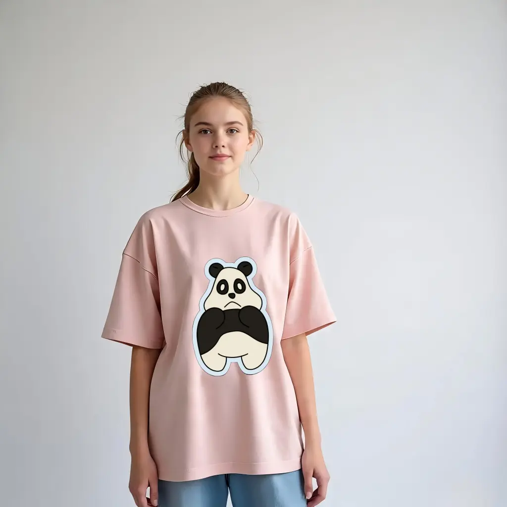 Panda light pink oversized t-shirt (XL)