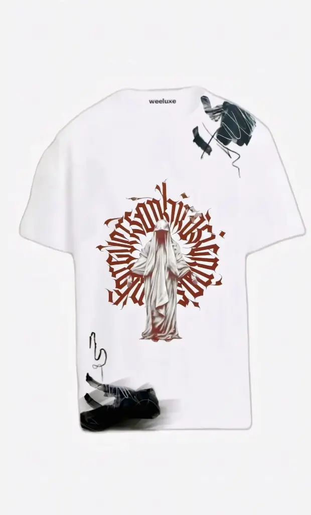 WEELUXE edition graphic white oversized t-shirt (XL)