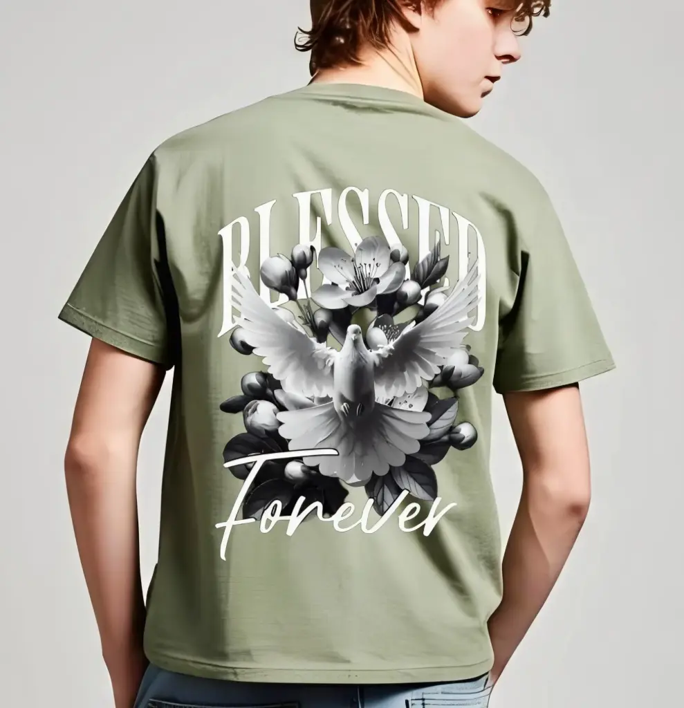 white pigeon blessed edition light green oversized t-shirt (XL)