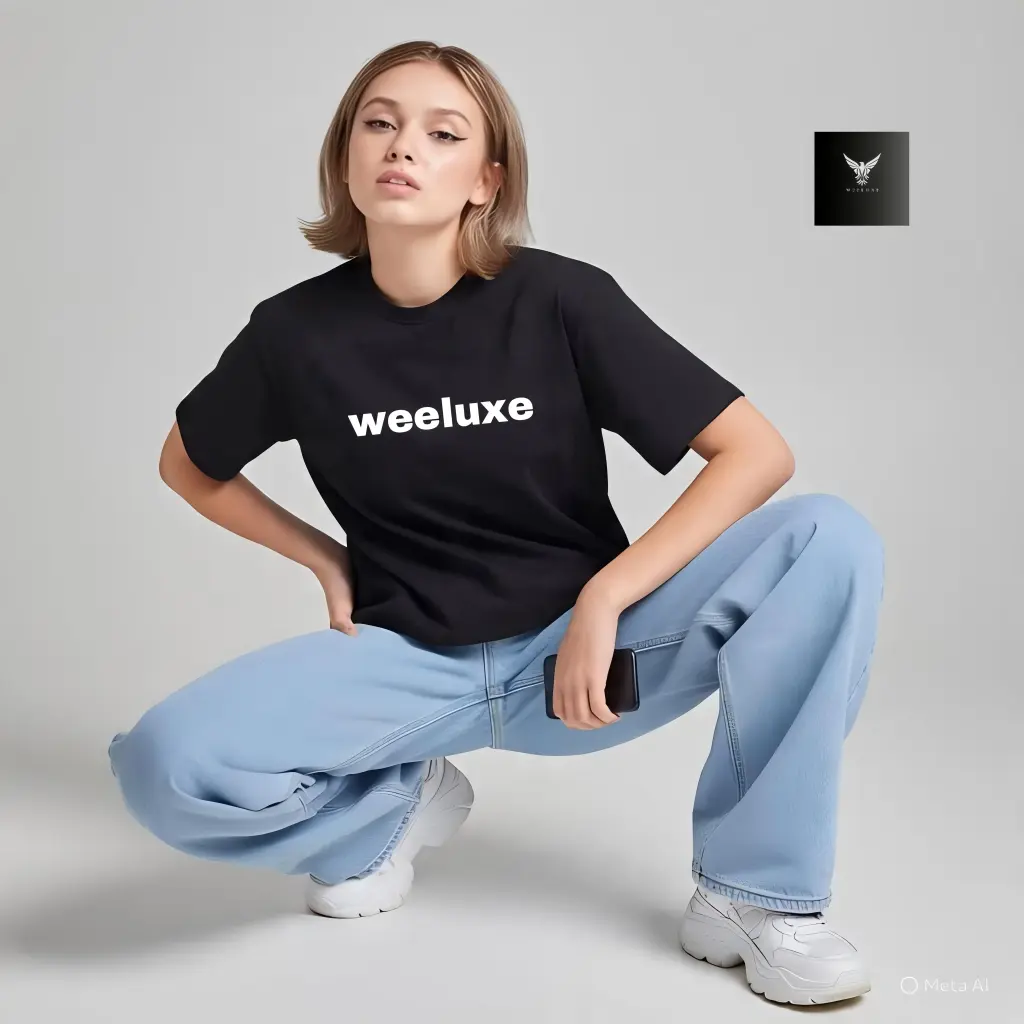 Weeluxe black oversized t-shirt (XL)