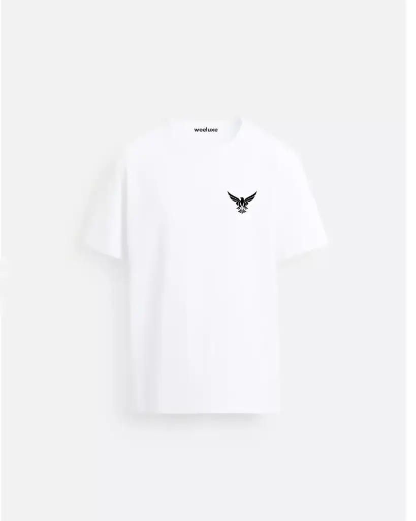 White oversized t-shirt with flowers graphic design (XL)